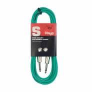 Stagg SGC3DL Deluxe Instrument Cable, Mono Jack to Mono Jack — 3M - Green