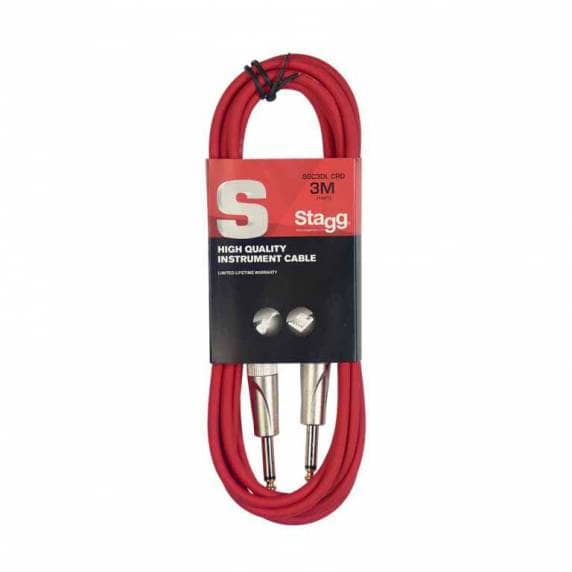 Stagg SGC3DL Deluxe Instrument Cable, Mono Jack to Mono Jack — 3M - Red