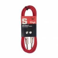 Stagg SGC3DL Deluxe Instrument Cable, Mono Jack to Mono Jack — 3M - Red