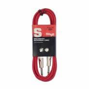 Stagg SGC3DL Deluxe Instrument Cable, Mono Jack to Mono Jack — 3M - Red