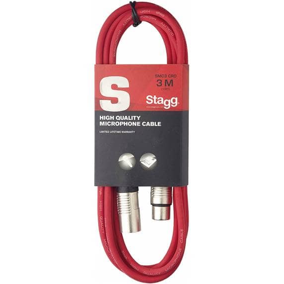 Stagg SMC3 3m XLR to XLR Microphone Cable - Red
