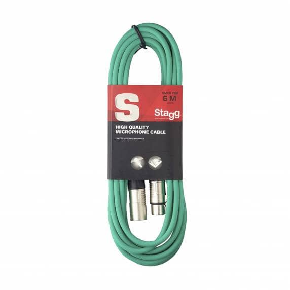 Stagg SMC6-CGR 6M XLR to XLR Microphone Cable - Green