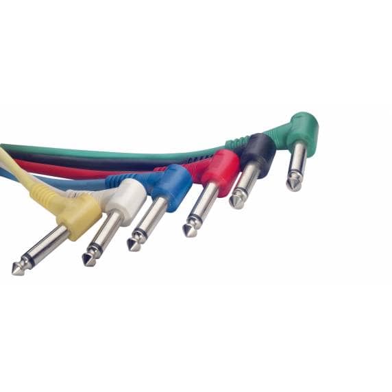 Stagg SPC010L-E 6x Mono L-Shaped Patch Cables 10cm - Multi Coloured