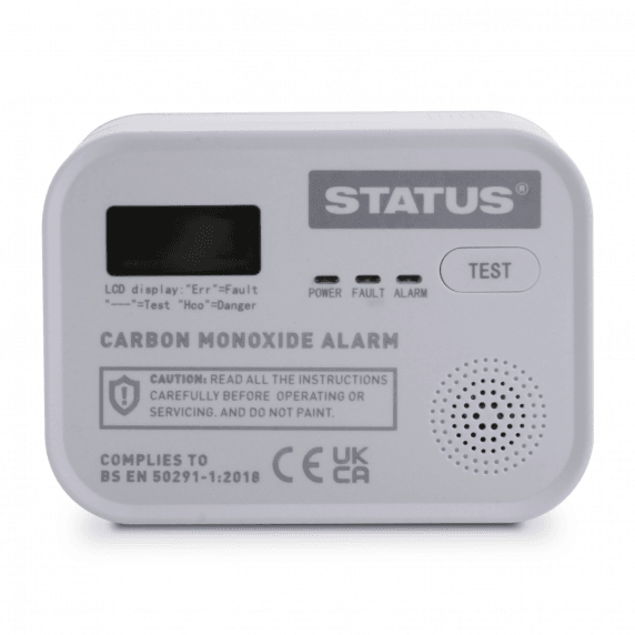 Status 85db Carbon Monoxide Digital Alarm 3 x AA - White