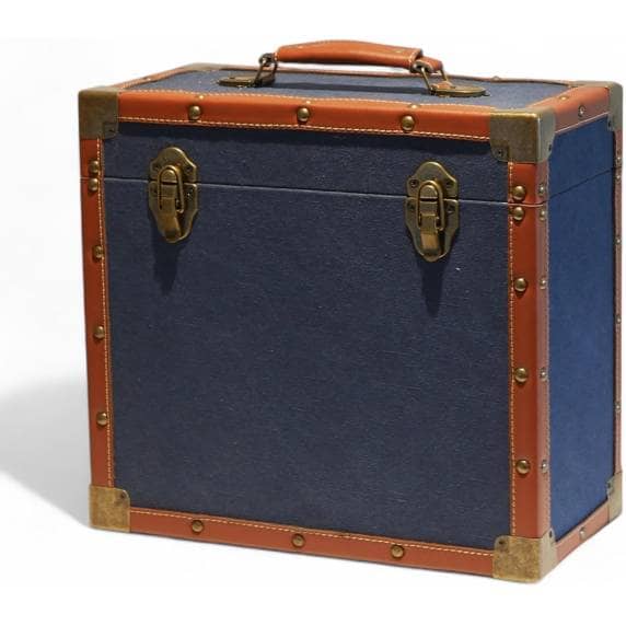 Steepletone 12" Vinyl Record Storage Box - Blue Cloth