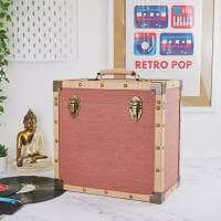 Steepletone 12" Vinyl Record Storage Box - Burgundy Cloth