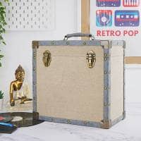 Steepletone 12" Vinyl Record Storage Box - Cream Cloth