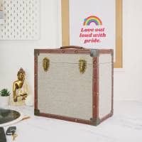 Steepletone 12" Vinyl Record Storage Box - Grey Cloth