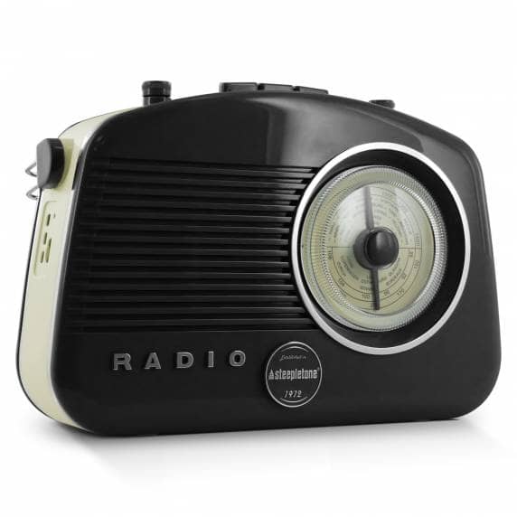 Steepletone Brighton BT 60s Retro Portable MW/LW/FM Radio with Bluetooth - Black