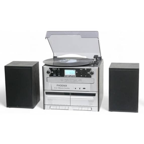 Steepletone Phoenix 6-In-1 Music Centre - Bluetooth, MP3, FM Radio, CD, Cassette Player
