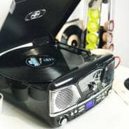 Steepletone Roxy 4 Vinyl Record Player With Bluetooth, USB/CD & FM Radio (Black)