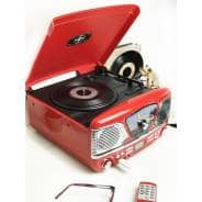 Steepletone Roxy 4 Vinyl Record Player With Bluetooth, USB/CD & FM Radio (Red)