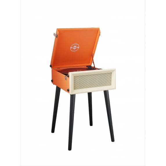 Steepletone SRP1R XP Retro-Style Bluetooth Turntable System with Built-In Speakers - Orange