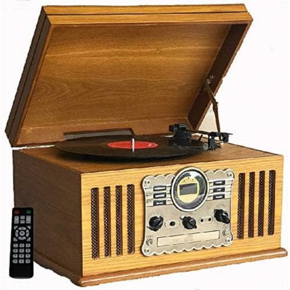 Steepletone Westminster 7-in-1 Bluetooth Record Player DAB+ FM Radio CD Player (Light)