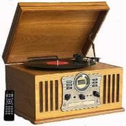 Steepletone Westminster 7-in-1 Bluetooth Record Player DAB+ FM Radio CD Player (Light)