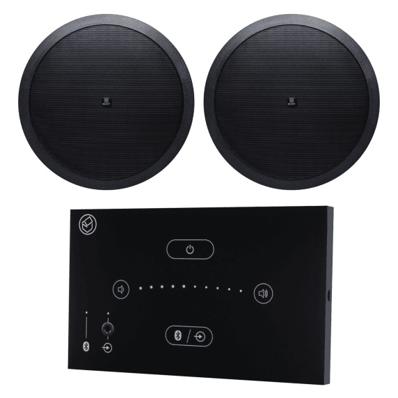 Systemline E50 Bluetooth Speaker System with 2x Black Ceiling Speakers