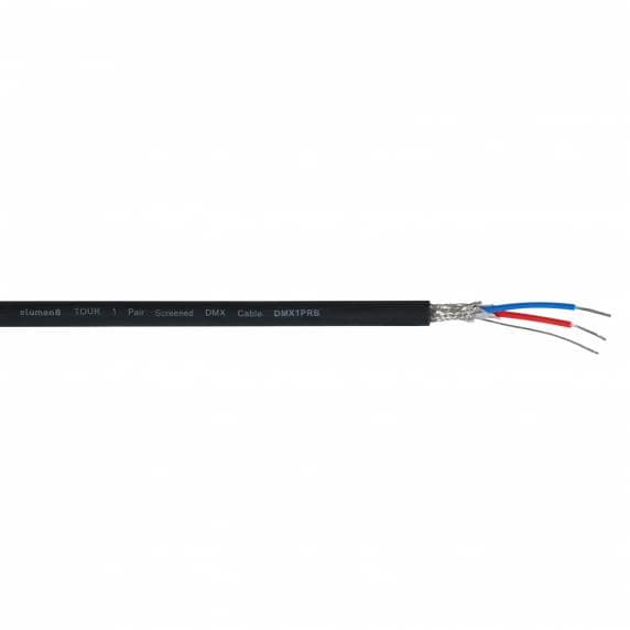 Tour Grade 1-Pair Screened DMX Cable - 100m Drum Black