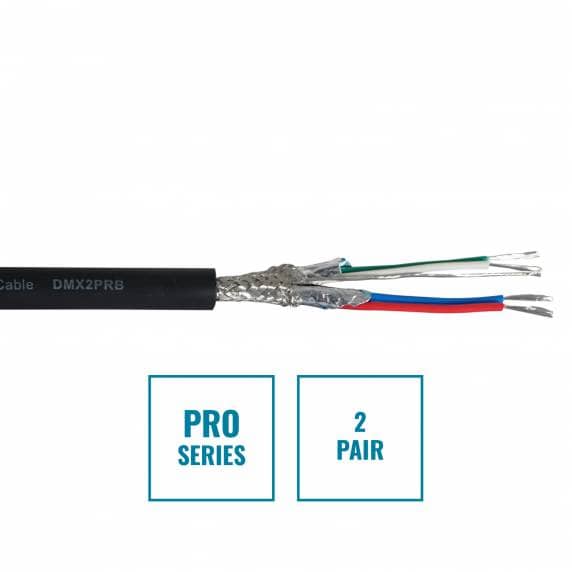 Tour Grade 2-Pair Screened DMX Cable - 100m Drum Black	