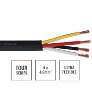 Tour Grade 4-Core 4x4.0mm Speaker Cable - 100m Drum Black
