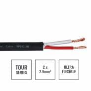 TOUR SERIES 2 Core 2 x 2.5mm, SP2X2.5B, 100m Drum Black