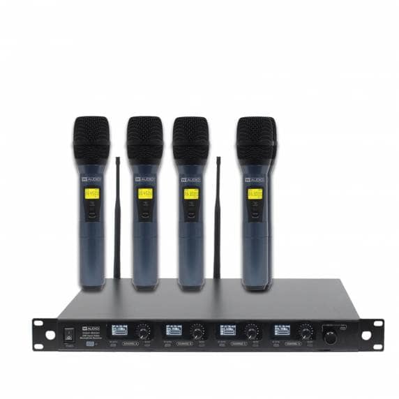 W Audio DQM800H UHF Quad Handheld Wireless Mic System (823-865Mhz)