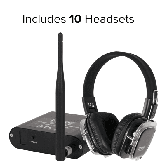 W Audio SDPRO 3-Channel Silent Disco System - 10x Wireless Headphones