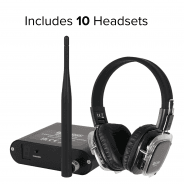 W Audio SDPRO 3-Channel Silent Disco System - 10x Wireless Headphones