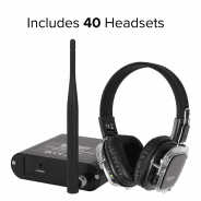 W Audio SDPRO 3-Channel Silent Disco System - 40x Wireless Headphones