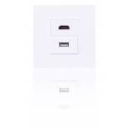 Wall Plate With A USB 2.0 Feed Through Socket and a HDMI 2.0 Feed Through Socket