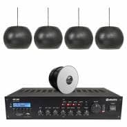 Warehouse Background Music System with BT & DAB Radio - 4x Pendant Speakers