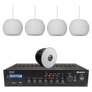 Warehouse Background Music System with BT & DAB Radio - 4x Pendant Speakers