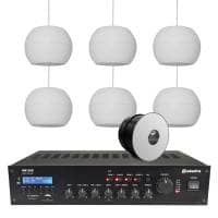 Adastra Warehouse Background Music System with BT & DAB Radio - 6x Pendant Speakers