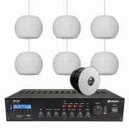 Warehouse Background Music System with BT & DAB Radio - 6x Pendant Speakers