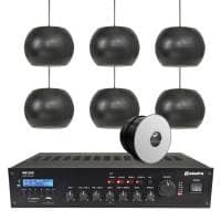 Adastra Warehouse Background Music System with BT & DAB Radio - 6x Pendant Speakers