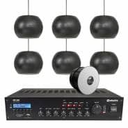 Warehouse Background Music System with BT & DAB Radio - 6x Pendant Speakers