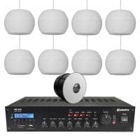 Adastra Warehouse Background Music System with BT & DAB Radio - 8x Pendant Speakers
