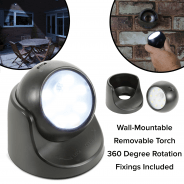 Wireless Motion Sensor LED Torch Light Battery Powered Outdoor Security PIR (Black)